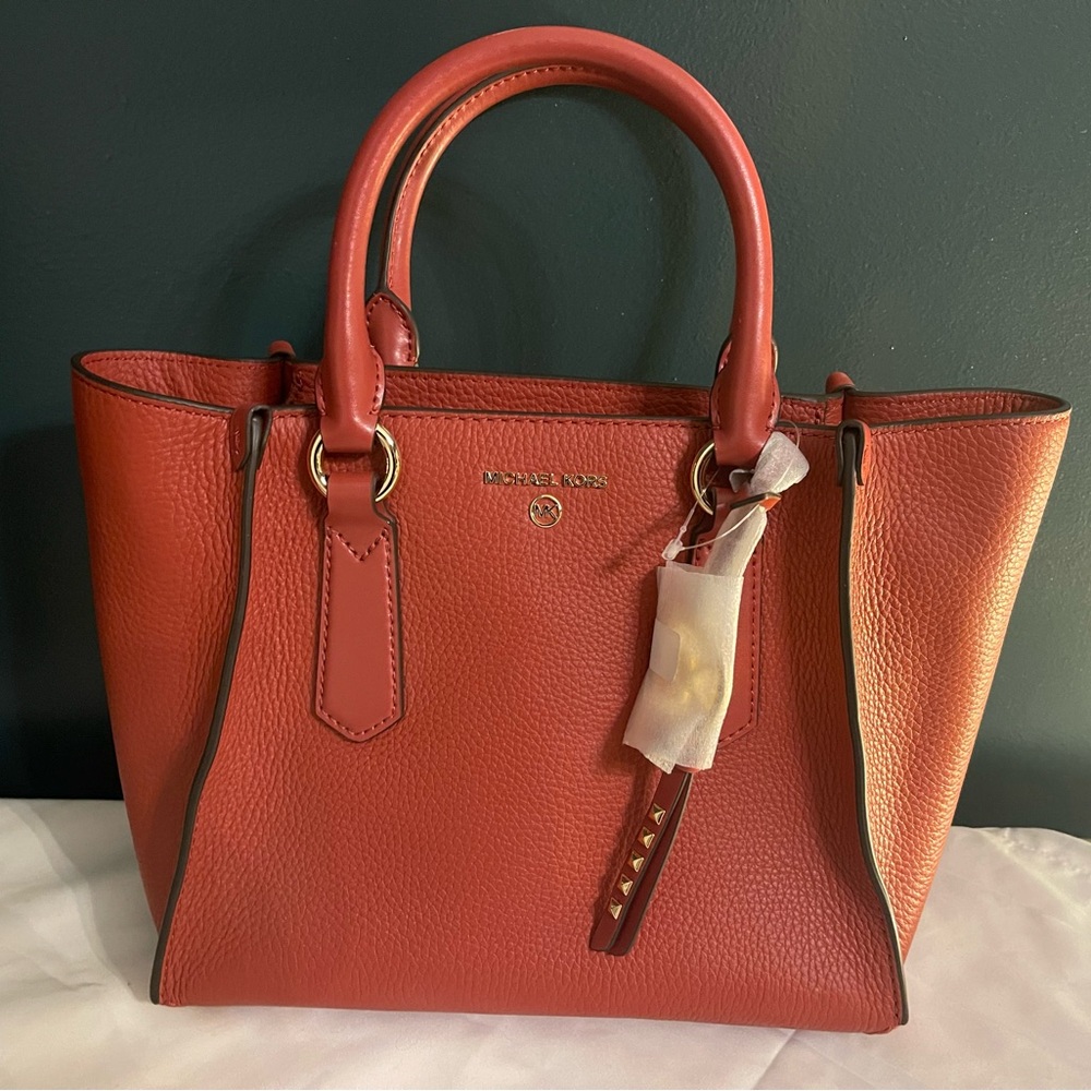 NWT || Michael Kors Kris Medium Terracotta Medium Pebble Leather Satchel